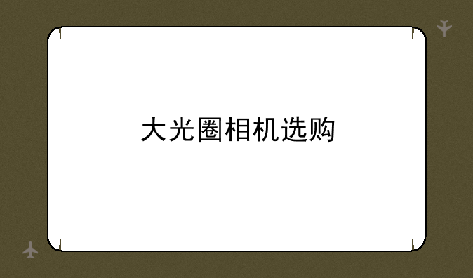 大光圈相机选购
