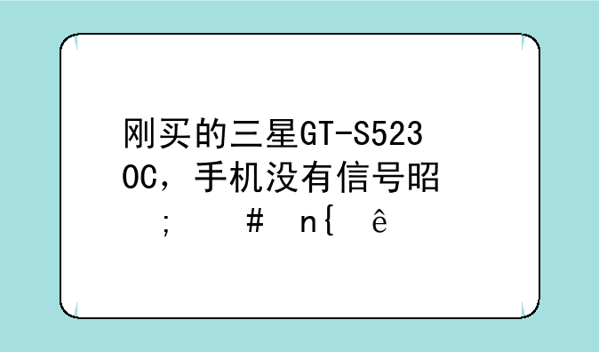 刚买的三星GT-S5230C，手机没有信号是怎么回事