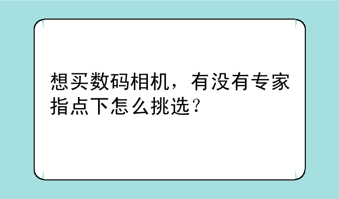 想买数码相机，有没有专家指点下怎么挑选？