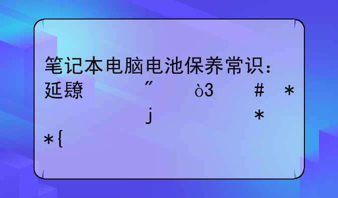 笔记本电脑电池保养常识：延长续航，守护你的移动办公