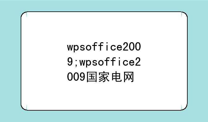 wpsoffice2009;wpsoffice2009国家电网