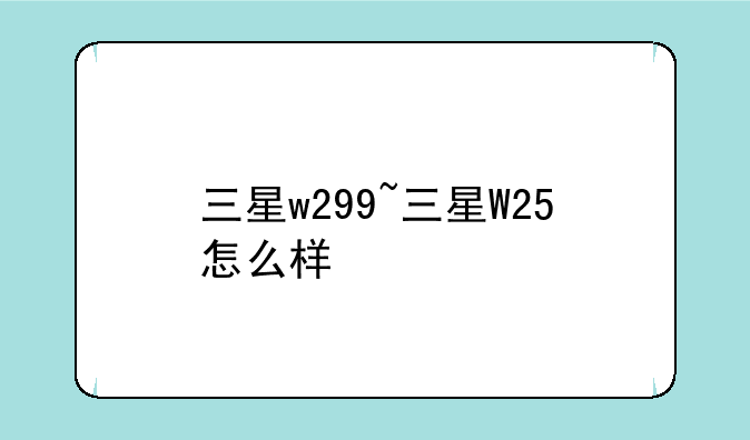 三星w299~三星W25怎么样