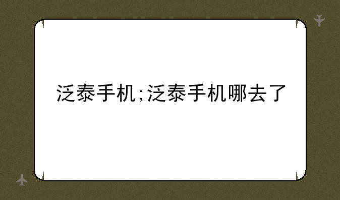 泛泰手机;泛泰手机哪去了