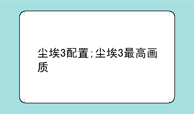 尘埃3配置;尘埃3最高画质