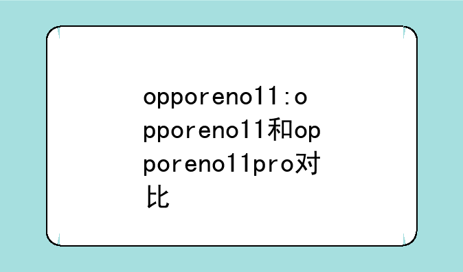 opporeno11:opporeno11和opporeno11pro对比